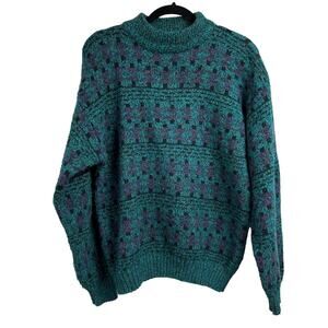 Vintage‎ Concrete Mix Mens Sweater Large Print Acrylic